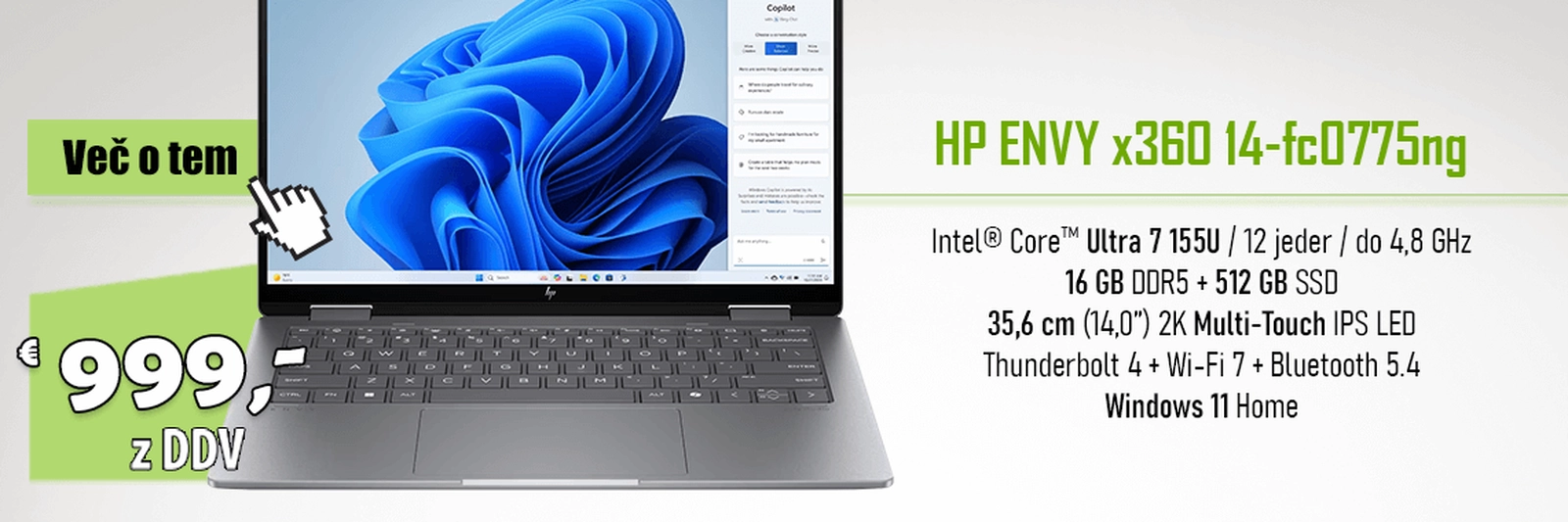 2-v-1 prenosnik HP Envy x360 14-fc0775ng za samo 999€ z DDV