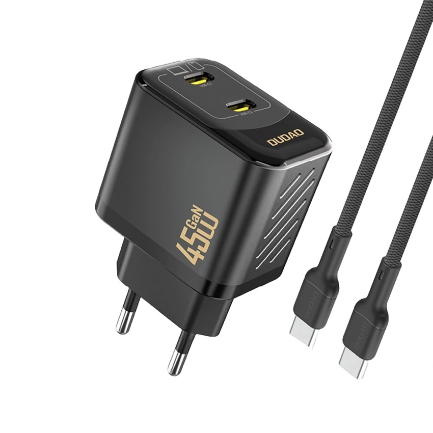 Polnilec za telefon Dudao A28PCEU 45W 2x USB-C + USB-C kabel 1M