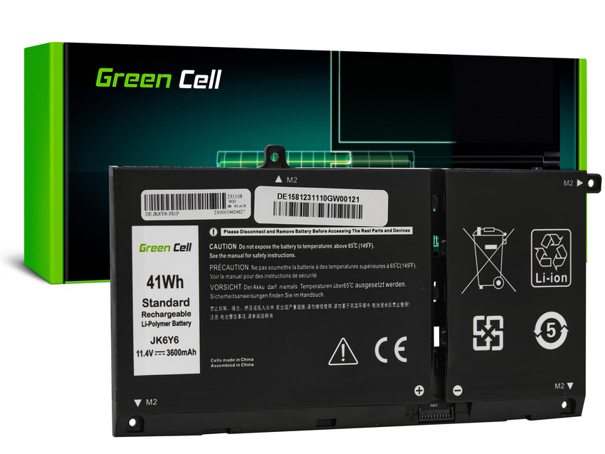 Green Cell baterija YRDD6 1VX1H to Dell Latitude 3510 Inspiron 5501 5301 5505 5401 5402 5502 (DE158)