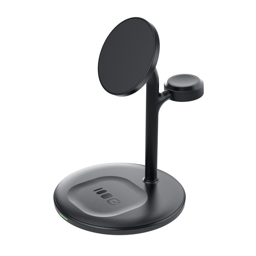 Greencell MagScape Inductive polnilec Stand 3-in-1 MagSafe za iPhone, Apple Watch, AirPods and other wireless headtelefoni (MSST-GC-3IN1-B)