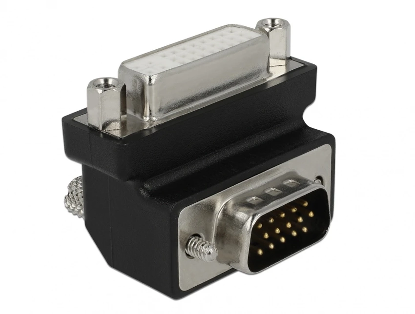 Delock adapter DVI 24+5-pinski ženski > VGA 15-pinski moški pod kotom 90°