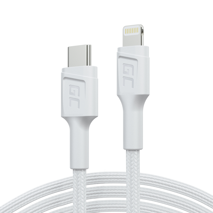 bel USB-C - Lightning MFi 1m kabel za Apple iPhone Green Cell PowerStream, with napajalni kabel fast charging (KABGC07W)