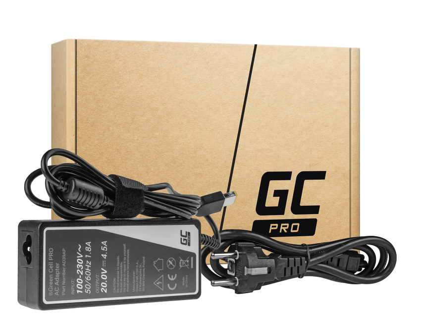 Green Cell PRO polnilec / AC Adapter 20V 4.5A 90W za Lenovo G500 G500s G510 Z51-70 IdeaPad Z510 Z710 ThinkPad T440s T460p T470p (AD39AP)