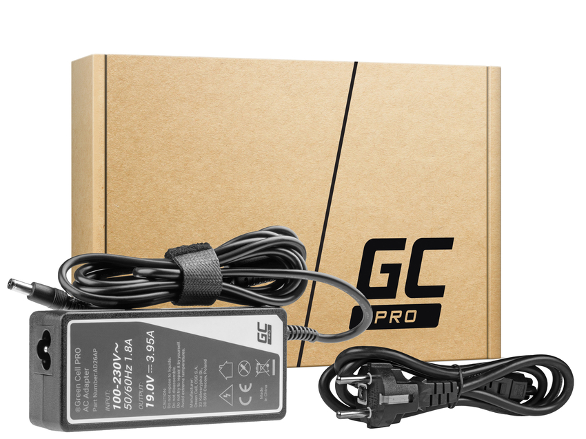 Green Cell PRO polnilec / AC Adapter 19V 3.95A 75W za Toshiba Satellite C55 C660 C850 C855 C870 L650 L650D L655 L750 L750D L755 (AD26AP)