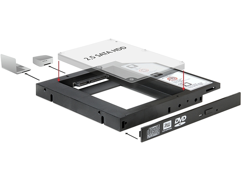 Za vgradnjo Slim SATA 5,25 za 2,5 SATA HDD 9,5mm